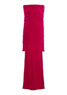 Balenciaga - Fold-Over Jersey Maxi Dress - Pink - XS - Moda Operandi
