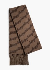 Balenciaga - Fringed jacquard-knit wool scarf - Brown - OneSize