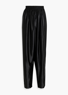 Balenciaga - Gathered satin-twill track pants - Black - L