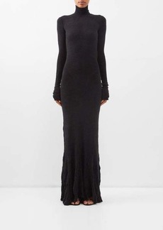 Balenciaga - Godet-hem Brushed Cotton-blend Maxi Dress - Womens - Black - XS