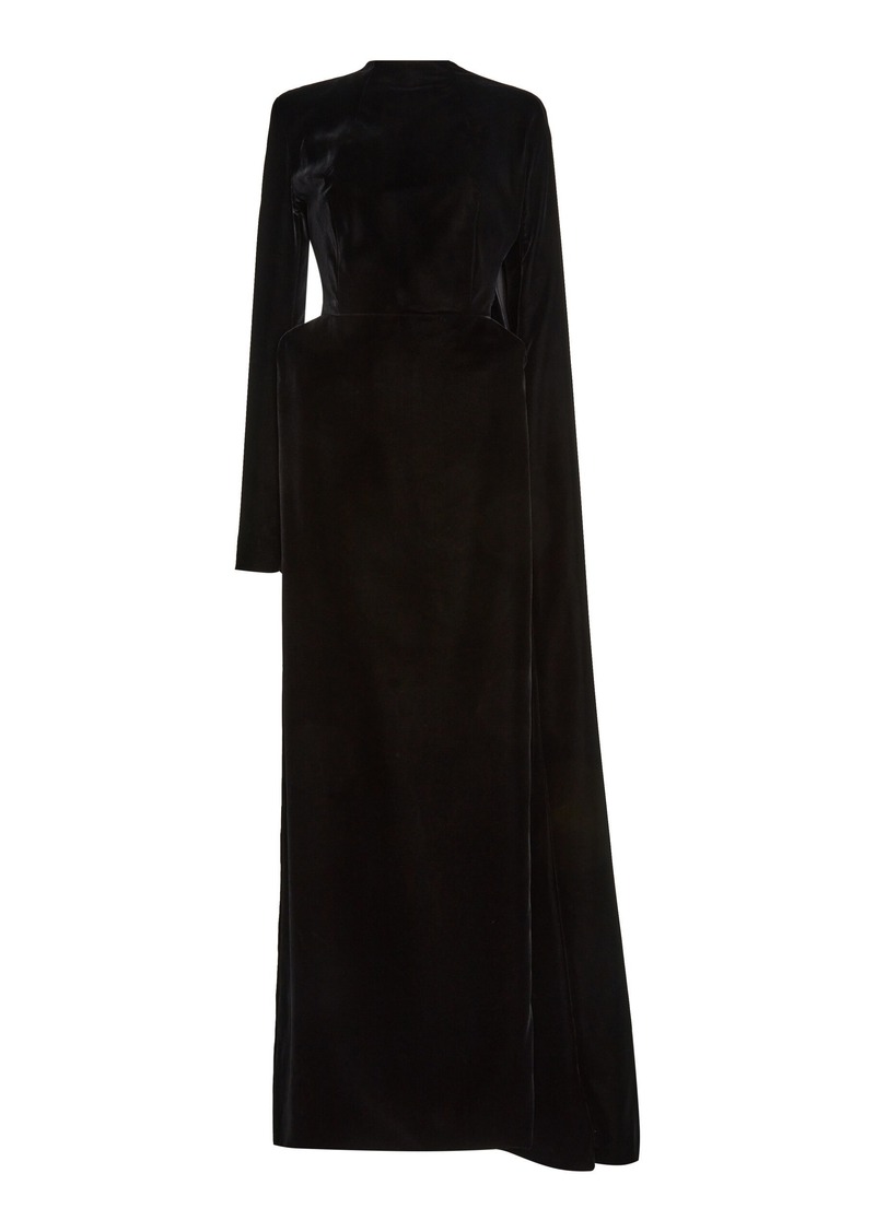 Balenciaga - Hourglass Velvet Cape Gown - Black - FR 38 - Moda Operandi