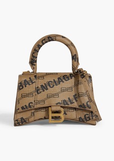 Balenciaga - Hourglass XS logo-print textured-leather shoulder bag - Brown - OneSize