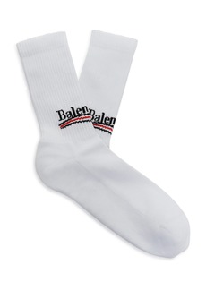 Balenciaga - Intarsia Cotton-Blend Socks - White - OS - Moda Operandi