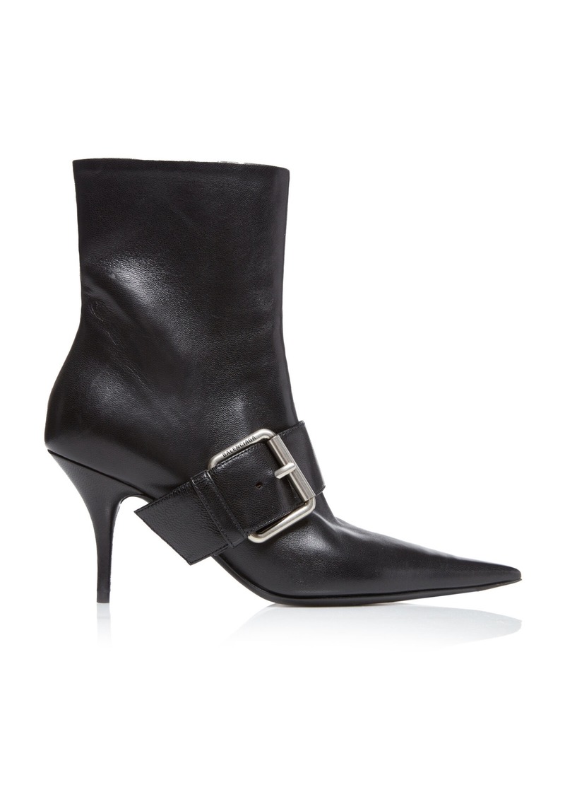 Balenciaga - Knife Buckle-Detailed Leather Ankle Boots - Black - IT 39 - Moda Operandi