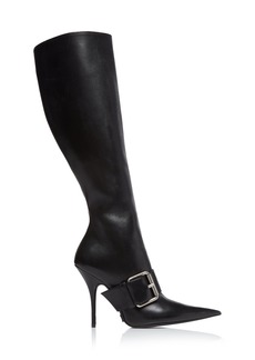 Balenciaga - Knife Buckle-Detailed Leather Knee Boots - Black - IT 39 - Moda Operandi