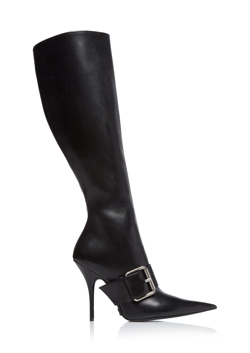 Balenciaga - Knife Buckle-Detailed Leather Knee Boots - Black - IT 37 - Moda Operandi