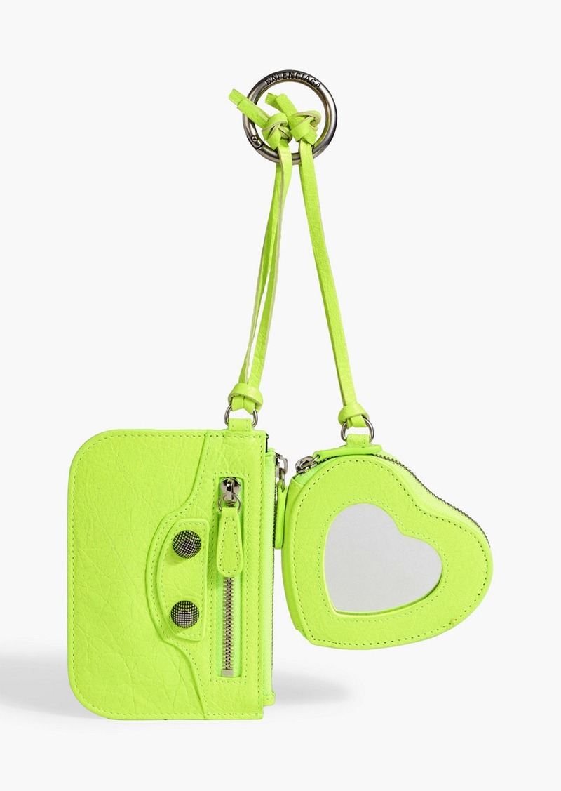 Balenciaga - La Cagole neon pebbled-leather cardholder and coin purse - Green - OneSize