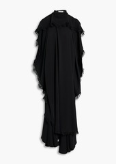 Balenciaga - Lace-trimmed draped crepe maxi dress - Black - FR 38