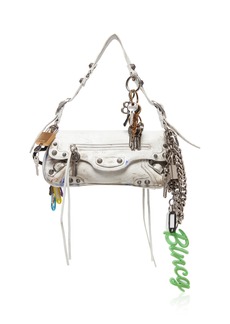 Balenciaga - Le Cago Charm-Detailed Leather Shoulder Bag - White - OS - Moda Operandi