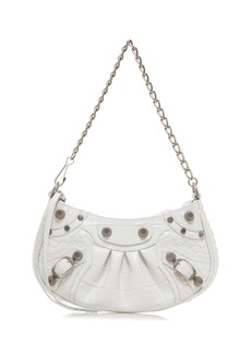 Balenciaga - Le Cagole Mini Croc-Effect Leather Shoulder Bag - White - OS - Moda Operandi