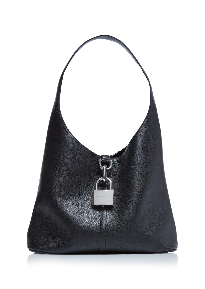 Balenciaga - Lock-Detailed Leather Hobo Bag - Black - OS - Moda Operandi