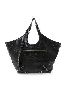Balenciaga - Monaco Chain Crushed Leather Tote bag - Black - OS - Moda Operandi