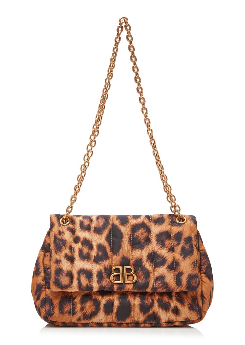 Balenciaga - Monaco Mini Leopard-Printed Nylon Chain Bag - Brown - OS - Moda Operandi