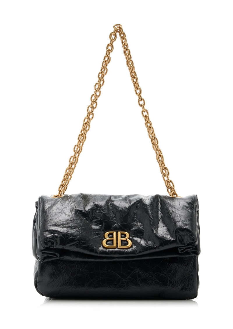 Balenciaga - Monaco Small Leather Shoulder Bag - Black - OS - Moda Operandi