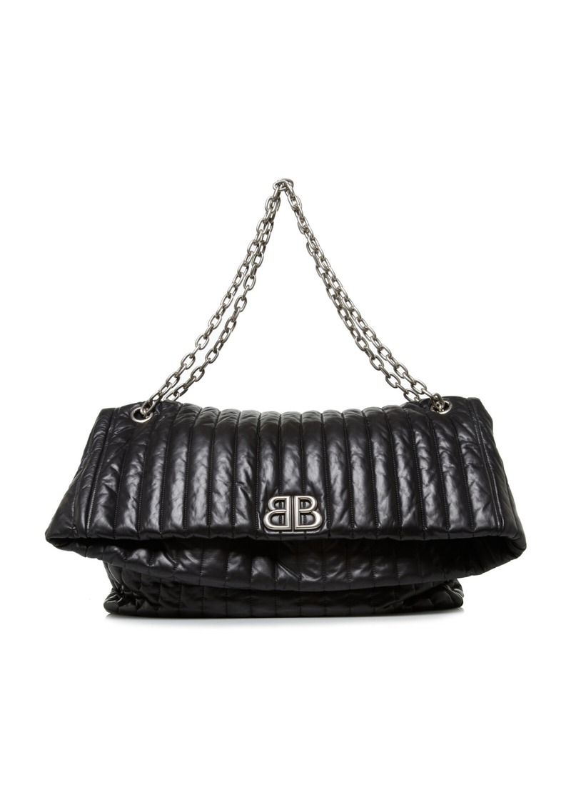 Balenciaga - Monaco XL Quilted Leather Chain Bag - Black - OS - Moda Operandi