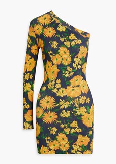 Balenciaga - One-sleeve floral-print stretch-cotton jersey mini dress - Yellow - S