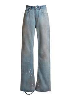 Balenciaga - Organic Distressed Cotton Wide-Leg Jeans - Blue - XS - Moda Operandi