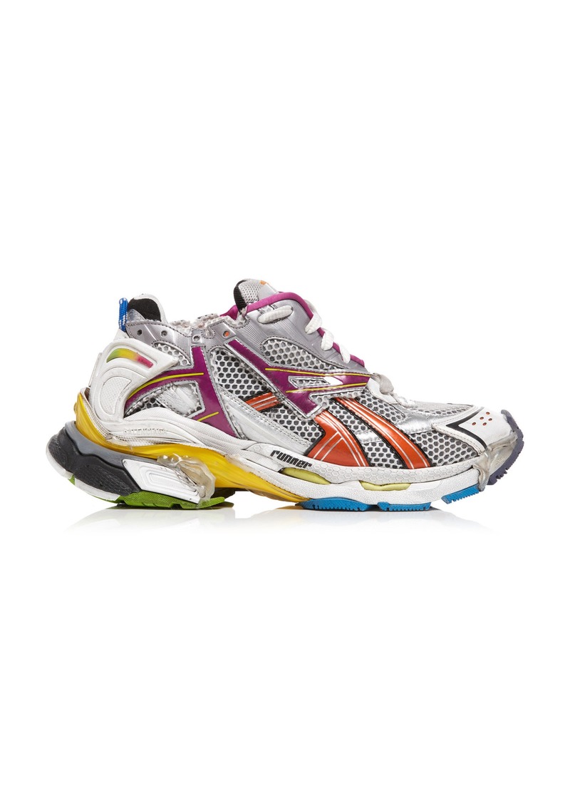 Balenciaga - Runner Distressed Mesh and Rubber Sneakers - Multi - IT 39 - Moda Operandi