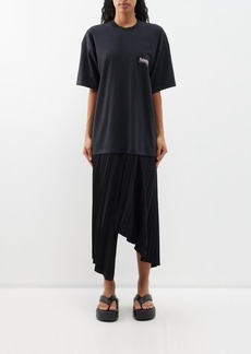 Balenciaga - T-shirt Pleated-crepe Midi Dress - Womens - Black