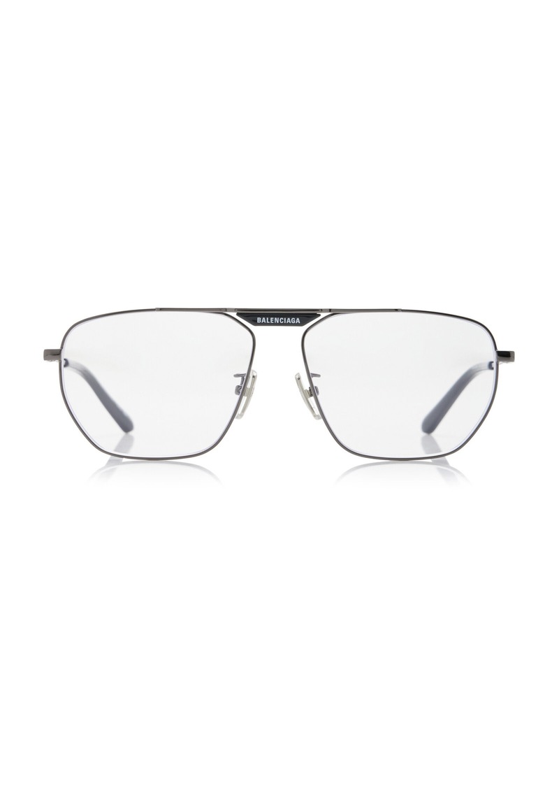 Balenciaga - Tag 2.0 Aviator-Frame Metal Glasses - Black - OS - Moda Operandi