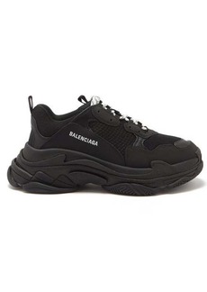 Balenciaga - Triple S Faux-leather And Mesh Trainers - Mens - Black