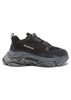 Balenciaga - Triple S Leather And Mesh Trainers - Mens - Black
