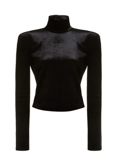 Balenciaga - Velvet Turtleneck Bodysuit - Black - FR 40 - Moda Operandi