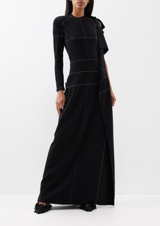 Balenciaga - Wip Topstitched Twill Gown - Womens - Black - 38 FR