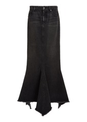 Balenciaga - Women's Distressed Denim Maxi Skirt - Black - Moda Operandi