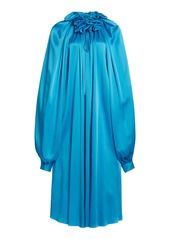Balenciaga - Women's Draped Double-Face Satin Dress  - Blue - Moda Operandi