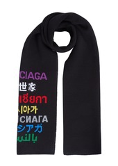 Balenciaga - Women's Multilingual Logo Wool-Blend Scarf  - Black - Moda Operandi