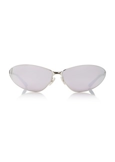 Balenciaga - Wrap-Frame Cate-Eye Metal Sunglasses - Silver - OS - Moda Operandi