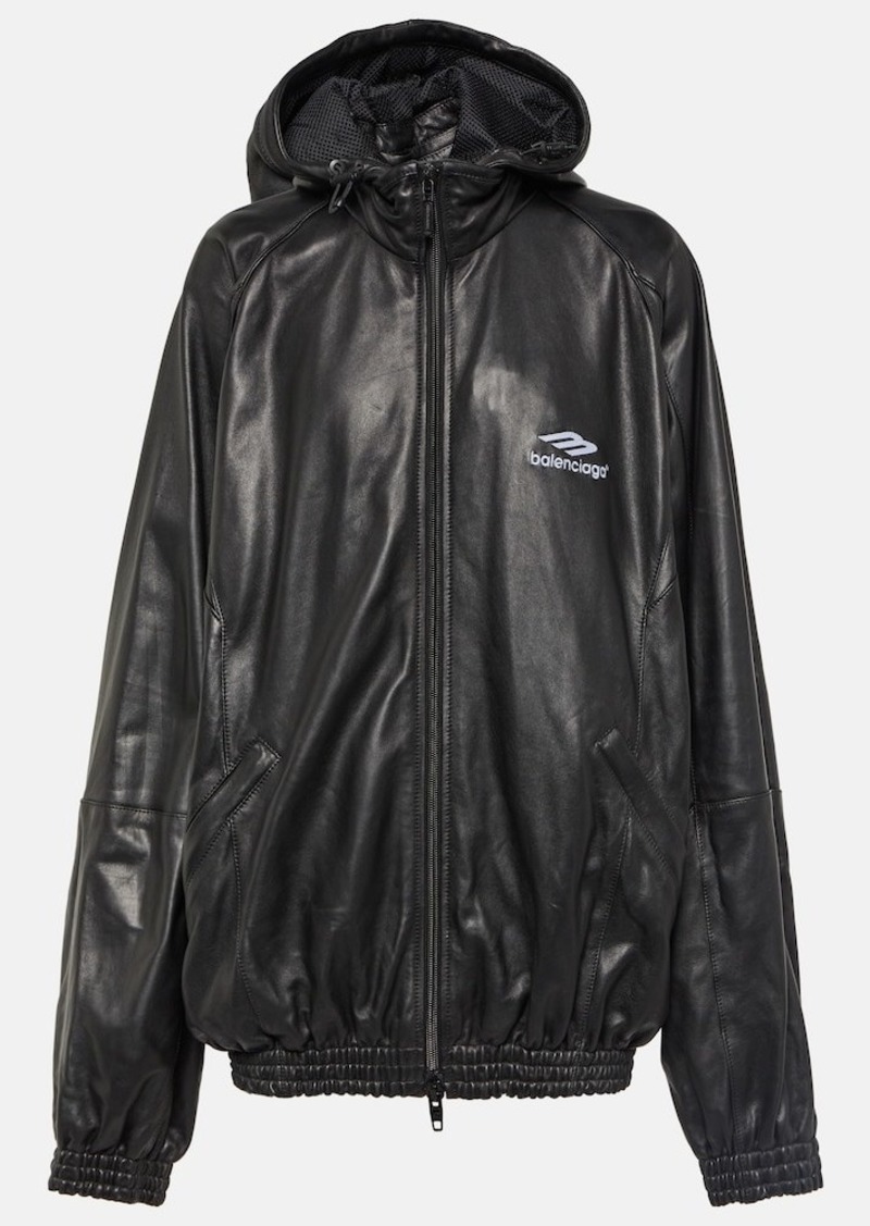 Balenciaga 3B Sports Icon leather track jacket