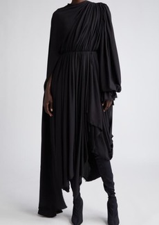 Balenciaga All In Pleated Asymmetric Drape Jersey Dress