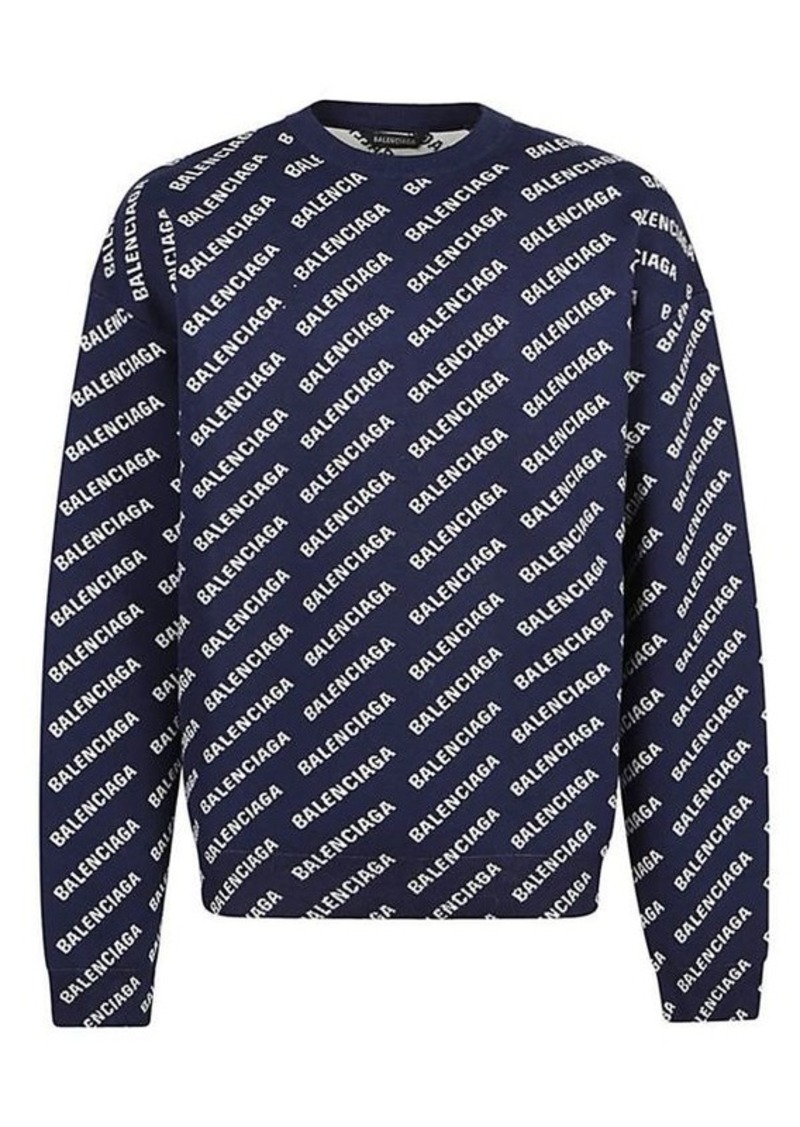 BALENCIAGA Allover logo cotton crewneck sweater
