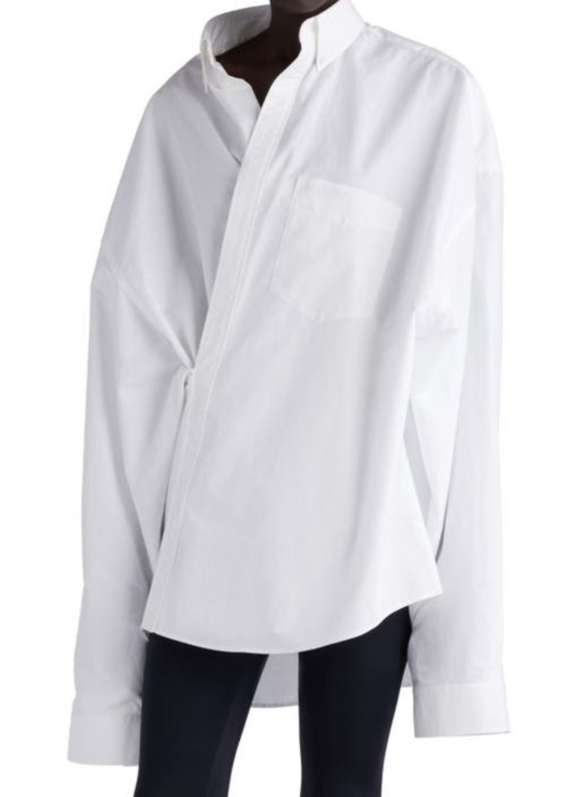 Balenciaga Asymmetric Oversize Cotton Poplin Wrap Shirt