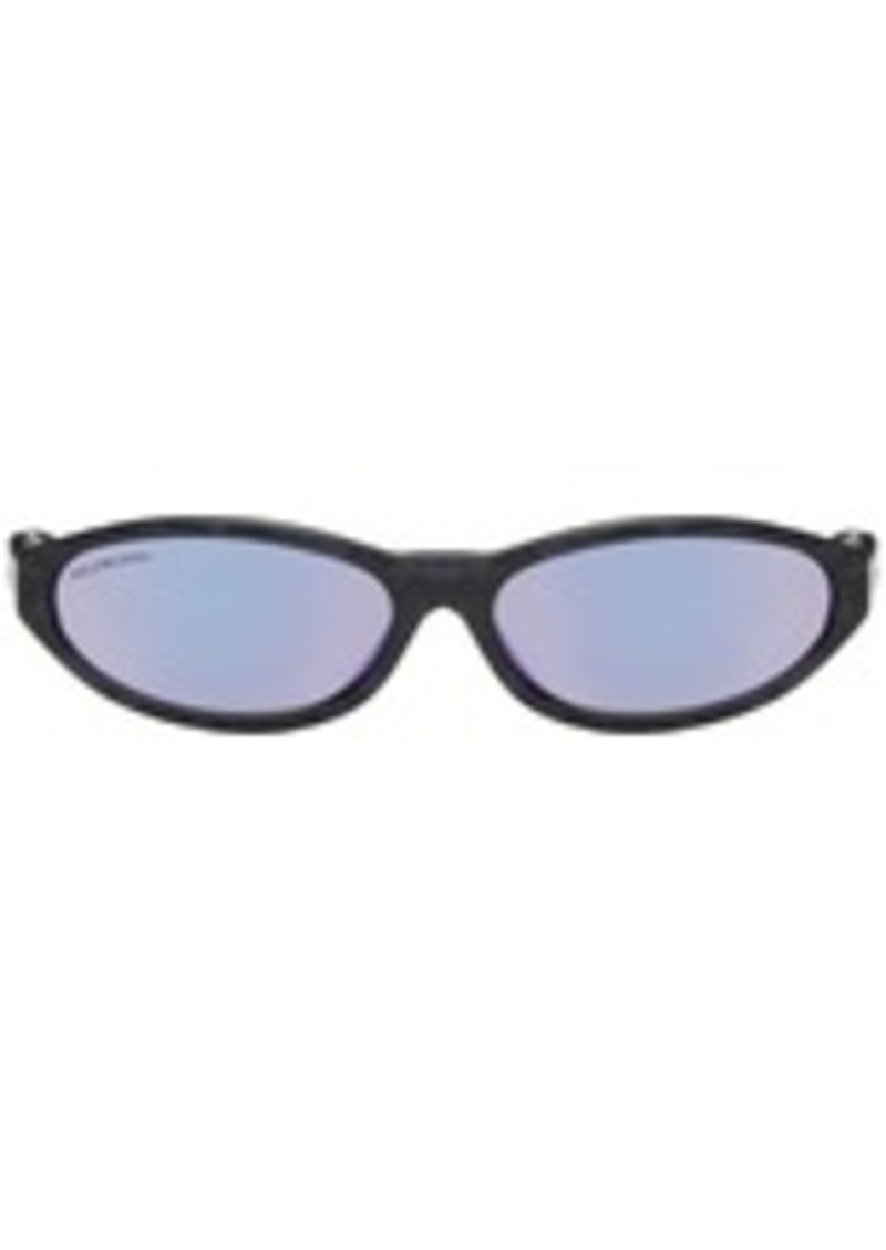 Balenciaga Black & Purple Neo Round Oval Sunglasses