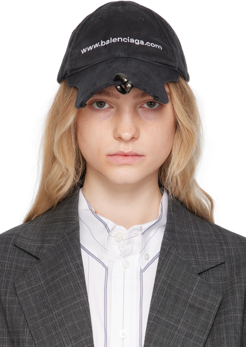 Balenciaga Black 'Bal. com' Piercing Cap