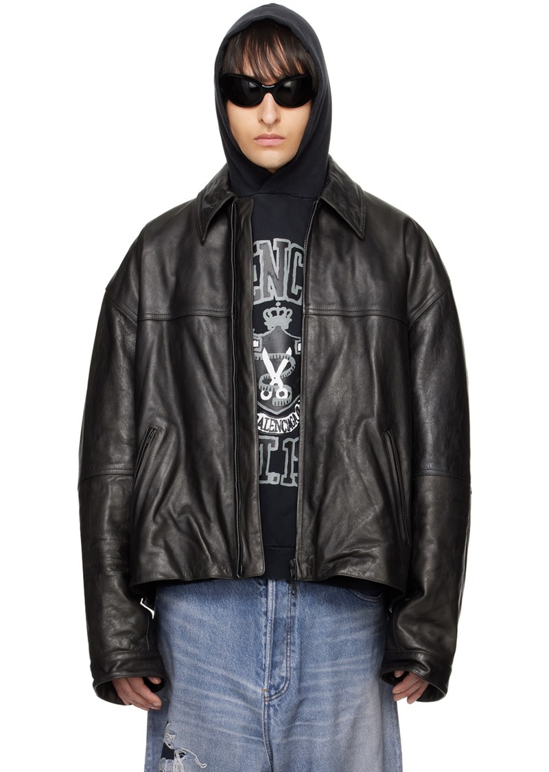 Balenciaga Black Cocoon Kick Leather Jacket