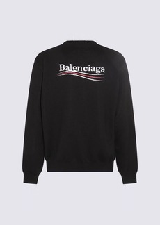 BALENCIAGA BLACK COTTON AND VISCOSE BLEND POLITICAL CAMPAIGN SWEATER