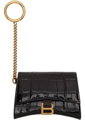 Balenciaga Black Croc Hourglass Card Holder
