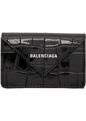 Balenciaga Black Croc Mini Papier Wallet