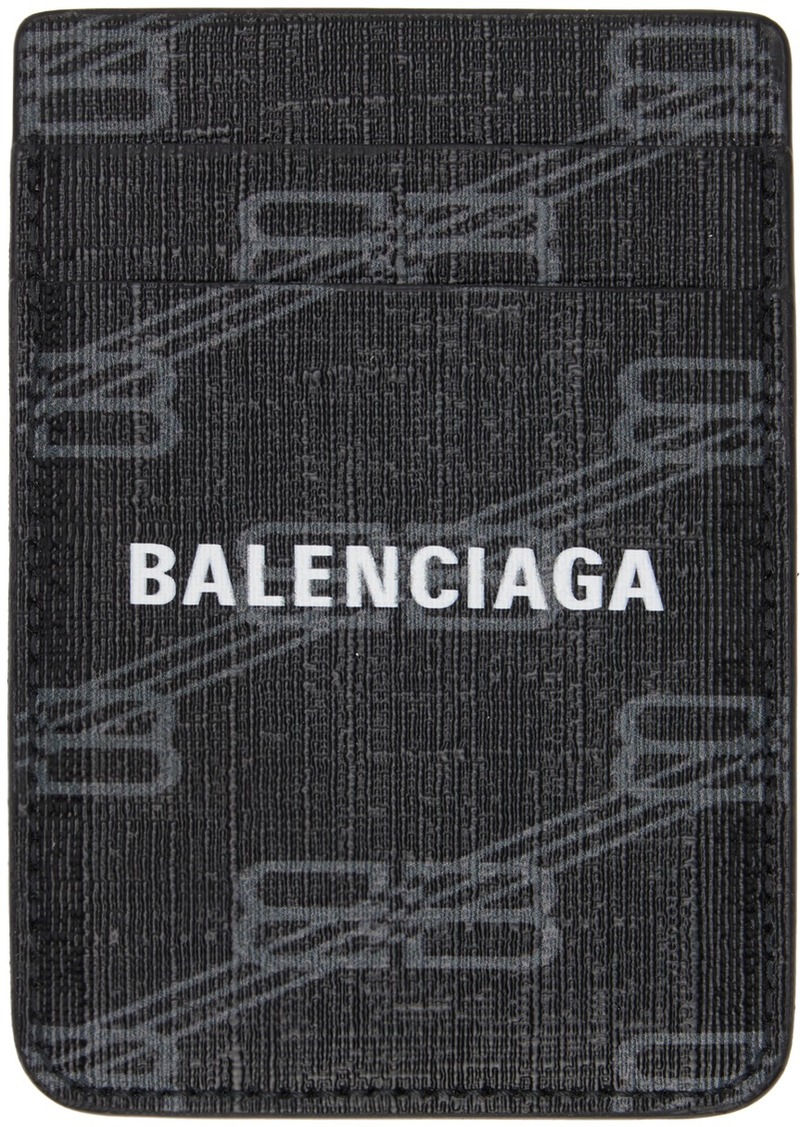 Balenciaga Black Signature Magnet Card Holder