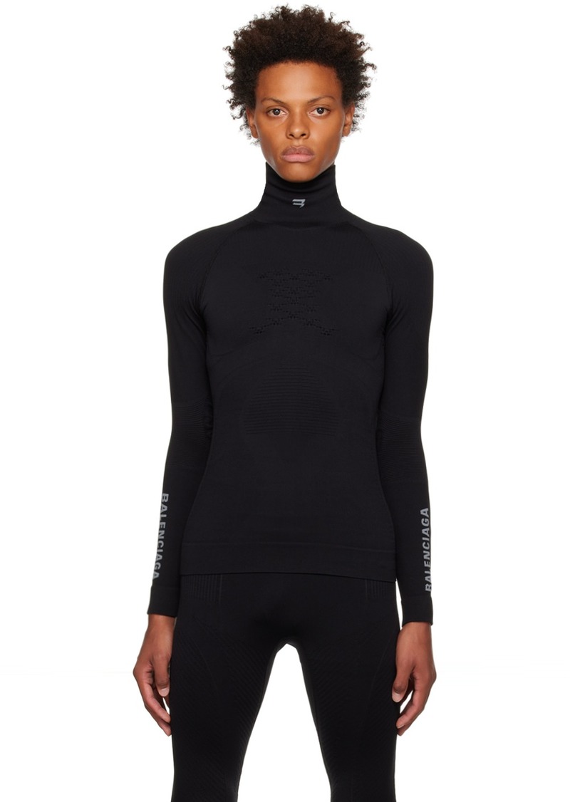 Balenciaga Black Sporty B Highneck Athletic Long Sleeve T-Shirt