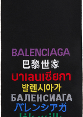 Balenciaga Black Wool Languages Scarf