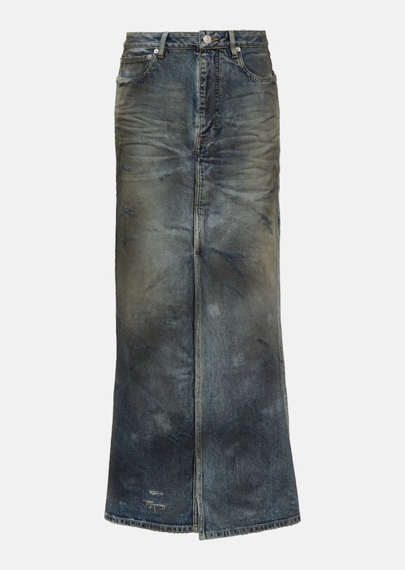 Balenciaga Bleached denim maxi skirt