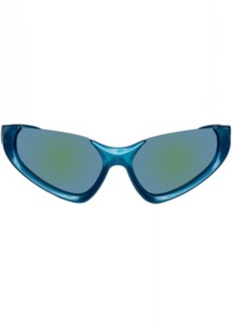 Balenciaga Blue Exaggerated Sport Goggle Sunglasses