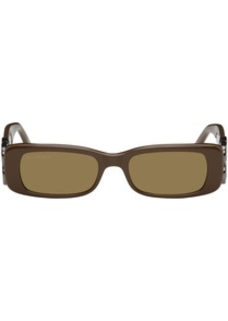 Balenciaga Brown Dynasty Rectangle Sunglasses