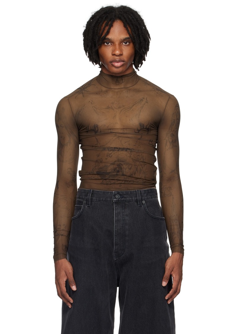 Balenciaga Brown Tat Turtleneck