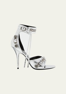 Balenciaga Cagole Metallic Ankle-Cuff Stiletto Sandals